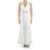 Long White Party Dress Cotton with Fine Lace WOMEN