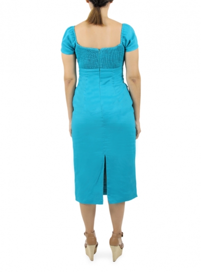 Long Blue Linen Dress 100% DRESSES