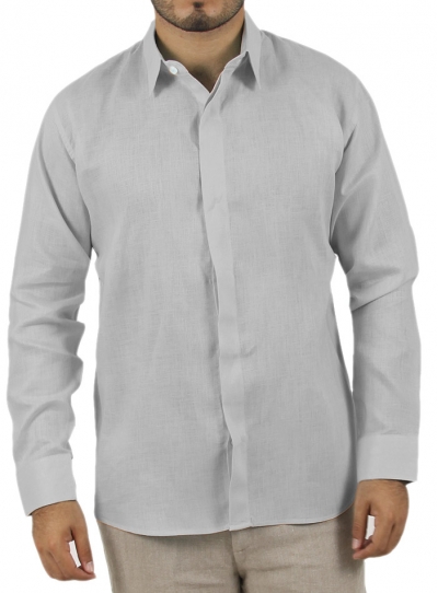 Camisa Lisa Gris 100% Lino CAMISAS