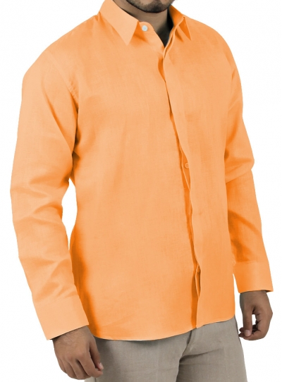 Camisa de Hombre Manga Larga Naranja CAMISAS