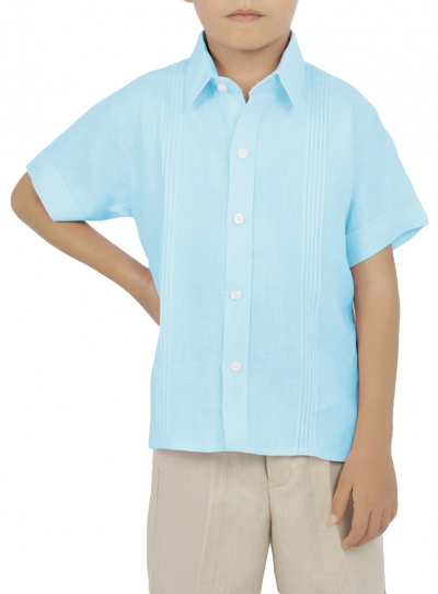 Camisa para Niños Manga Corta color Aqua CAMISAS