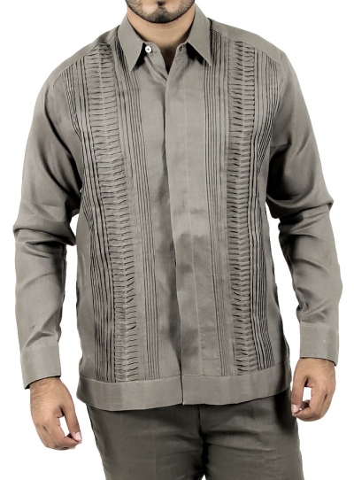 Grey Long Sleeve Guayabera GUAYABERAS