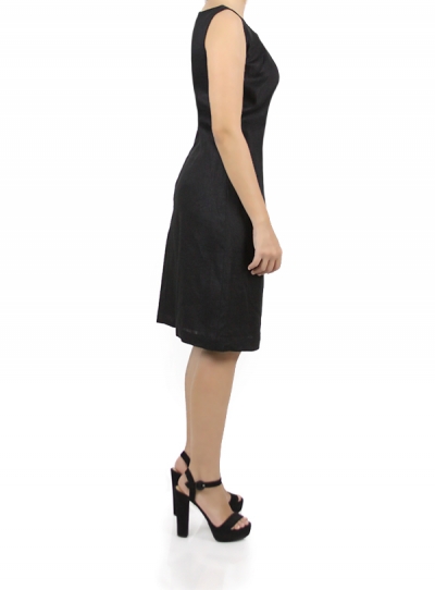 Black Short Linen Dress WOMEN