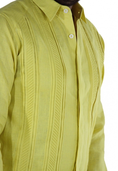 Guayabera Amarilla de Lino Italiano con Alforzas GUAYABERAS 