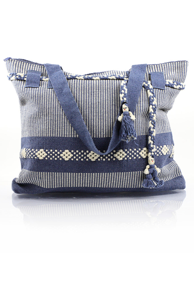 Hermoso Bolso Azul Metalico Telar De Cintura BOLSAS & CARTERAS