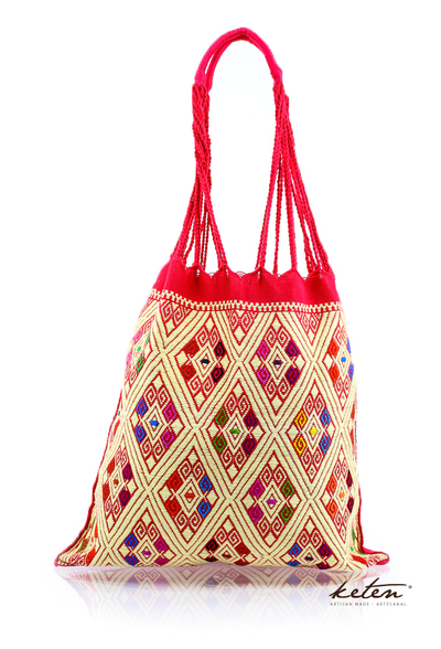 Beautiful Red Color Handmade Hand Bag With Waist Loom BAGS & POUCHES