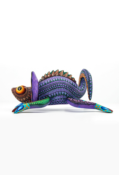 Alebrije de Camaleon Mexicano Hecho a Mano Pintado ALEBRIJES