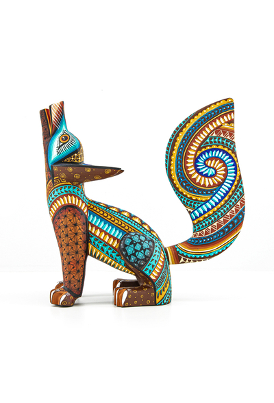 Hermoso Alebrije de Coyote Mexicano Hecho a Mano Pintado ALEBRIJES