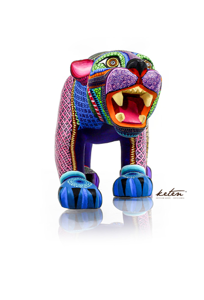 Gigante Alebrije Colorido Jaguar De Madera Copal Artesanal ALEBRIJES