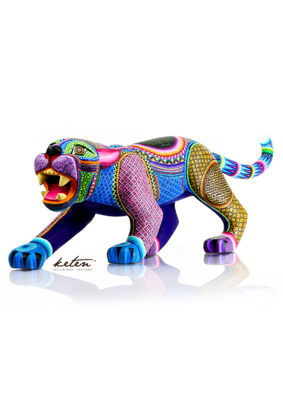 Gigante Alebrije Colorido Jaguar De Madera Copal Artesanal ALEBRIJES