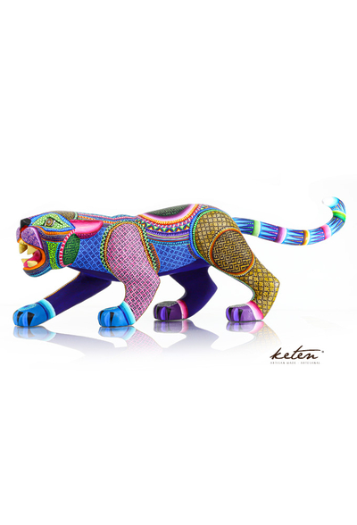 Gigante Alebrije Colorido Jaguar De Madera Copal Artesanal ALEBRIJES