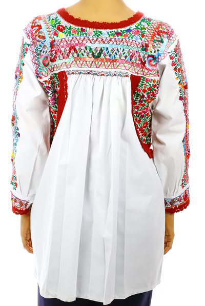 Mexican Traditional High Quality Cotton Hand Embroidered Blouse TOPS