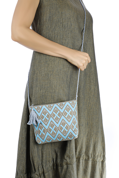 Blue Beige Shoulder Pouch Waist Loom BAGS & POUCHES