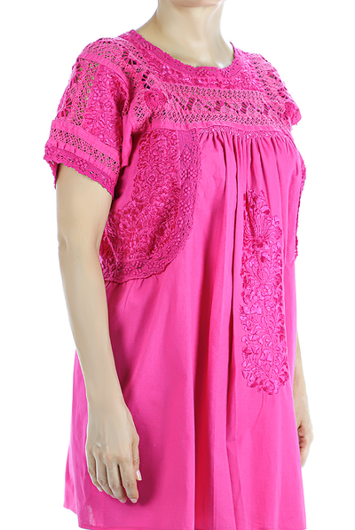 Mexican Traditional HandMade Pink San Antonino Top TOPS