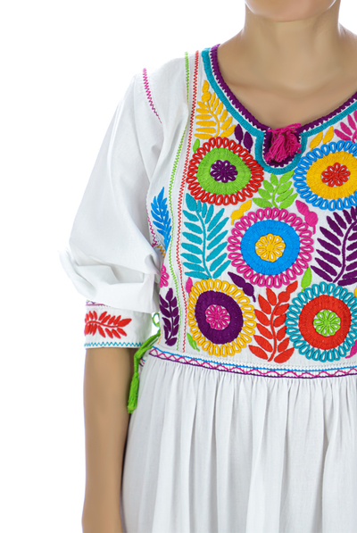 White Handmade Embroidered Cotton Dress WOMEN