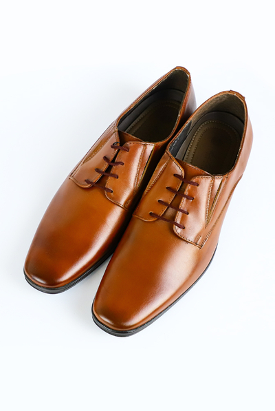 Cognac Color (Brownish) Attached Leather Shoes For Men SHOES FOR MEN