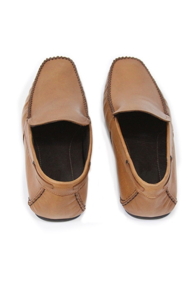 Handmade Leather Saddle Loafers, Tan SHOES FOR MEN