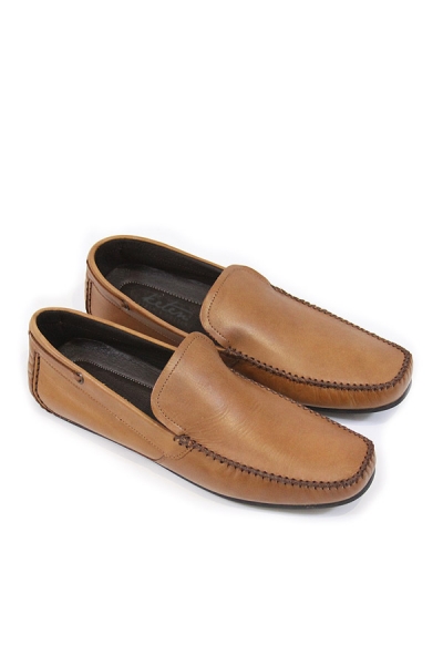 Handmade Leather Saddle Loafers, Tan SHOES FOR MEN